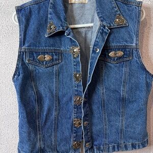 Denim Vest with Silver Accents